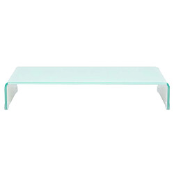 Helloshop26 Meuble télé buffet tv télévision design pratique support pour moniteur 70 cm verre blanc 2502049