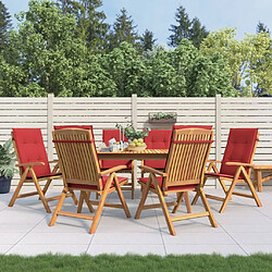 Maison Chic Lot de 6 Chaises de jardin inclinables,Fauteuil d'extérieur et coussins bois teck -MN90756