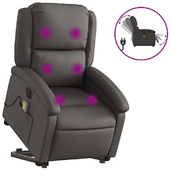 vidaXL Fauteuil inclinable de massage électrique gris cuir véritable