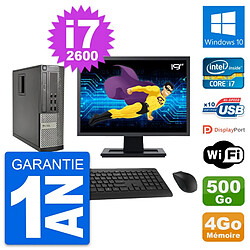 PC Dell 990 SFF Ecran 19" Intel i7-2600 RAM 4Go Disque Dur 500Go Windows 10 Wifi - Occasion