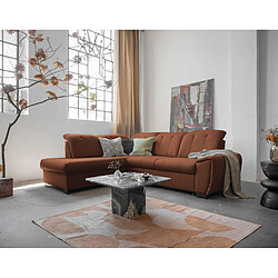 Bestmobilier Paul - canapé d'angle gauche - 5 places - convertible avec coffre et têtières - en tissu Paul - canapé d'angle gauche - 5 places - convertible avec coffre et têtières - en tissu - Terracotta