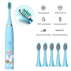 Universal Brosse à dents électrique pour enfants DuPont Brosse à dents à poils souples Petite tête de brosse Smart | Brosse à dents électrique(Bleu)