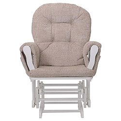 Mendler Fauteuil relax HWC-C76, fauteuil à bascule Fauteuil à bascule avec pouf Tissu/Textile chenille (465g/m²) ~ crème, piètement blanc pas cher