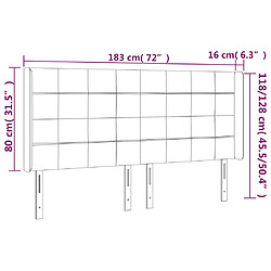 vidaXL Tête de lit à LED Bleu foncé 183x16x118/128 cm Velours pas cher