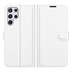 Etui en PU texture litchi, fermeture magnétique blanc pour votre Samsung Galaxy S22 Ultra