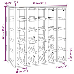 vidaXL Casier à vin 58,5x33x60,5 cm Bois de pin massif pas cher