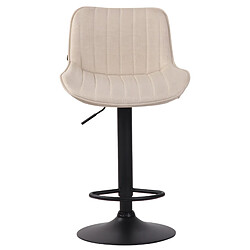 Decoshop26 Tabouret de bar en tissu crème pied métal noir réglable en hauteur et pivotant pied trompette 10_0000684