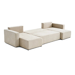 Bestmobilier Topaze - canapé panoramique - 7 places - convertible avec coffre - en tissu