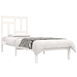 Avis Maison Chic Lit Moderne Chambre - Cadre/structure de lit pour adulte Blanc Bois de pin massif 90x190 cm Simple -MN57230