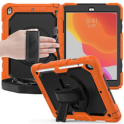 Wewoo Housse Étui Coque Pour iPad 10.2 Gel de silice coloré antichoc + de protection PC avec support et bandoulière et dragonne et fente stylo Orange pas cher