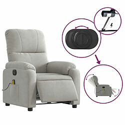 Maison Chic Fauteuil Relax pour salon, Fauteuil inclinable de massage électrique gris clair -GKD20916 pas cher