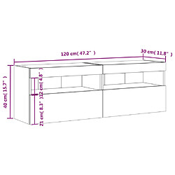 vidaXL Meubles TV muraux avec lumières LED 2 pcs noir 60x30x40 cm pas cher