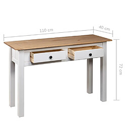 vidaXL Table console Blanc 110x40x72 cm Pin solide Gamme Panama pas cher