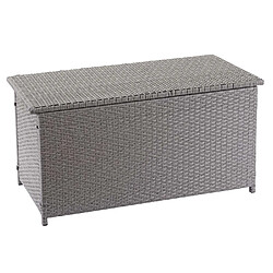 Mendler Coffre à coussins en polyrotin, HWC-D88, coffre jardin ~ Basic gris, 63x135x52 cm, 320l