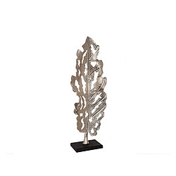 Sculpture Romimex Noir Argenté Aluminium Bois MDF 32 x 89 x 14 cm Feuille d'une plante