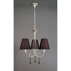 Luminaire Center Suspension Paola 3 Ampoules E14, argent peint avec Abat jour noirs & goutelettes en verre noir