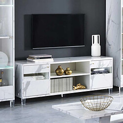 Dansmamaison Meuble TV marbre blanc