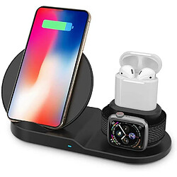 Chrono Station d'accueil pour chargeur sans fil 3 en 1, certifié Qi Max 10W Compatible avec iPhone 13/12/11/X/SE 2020 Series/Samsung Galaxy S21(+)/S20(+)/S10(+)/S9(+) Note 20 /10/9 AirPod iWatch,(noir)