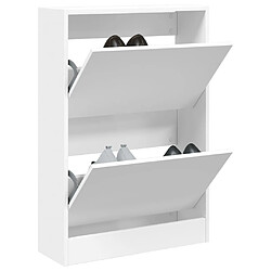 Maison Chic Armoire à chaussures | Meuble de rangement à chaussures Meuble d'Entrée blanc 60x21x87,5 cm bois d'ingénierie -MN33887