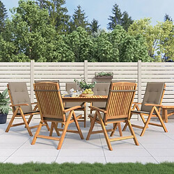 Maison Chic Lot de 6 Chaises de jardin inclinables,Fauteuil d'extérieur et coussins bois teck -MN14154