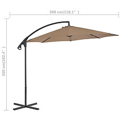 vidaXL Parasol de jardin en porte-à-feux avec poteau en acier taupe pas cher