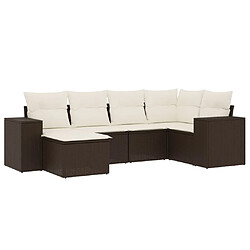 vidaXL Salon de jardin avec coussins 6 pcs marron résine tressée