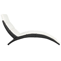 Avis vidaXL Chaise longue pliable avec coussin Résine tressée Noir