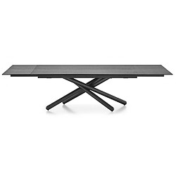 Acheter Inside 75 Table repas extensible 12 couverts DUEL 300cm pieds métal noir plateau céramique gris