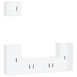 vidaXL Ensemble de meubles TV 5 pcs Blanc brillant Bois d'ingénierie