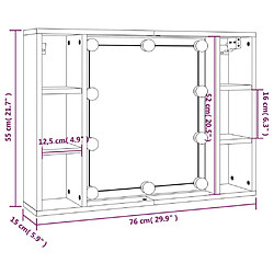 vidaXL Armoire à miroir avec LED Gris béton 76x15x55 cm pas cher