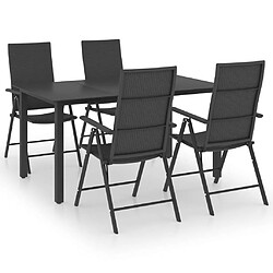 Salle à manger de jardin 5 pcs,Table et chaise à dîner Noir -MN10229