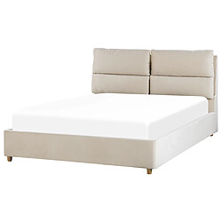 Acheter Beliani Lit avec coffre en velours beige clair 140 x 200 cm BATILLY