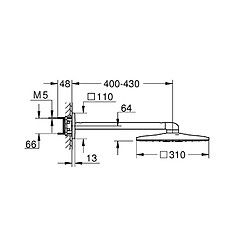 GROHE Set douche de tête bras 2 jets Rainshower 310 SmartActive Cube 26479000, Chrome, 400 mm