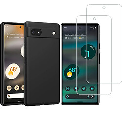 Coque Silicone Couleur Noire + 2 Verres Trempes Pour Google Pixel 6A Little Boutik®