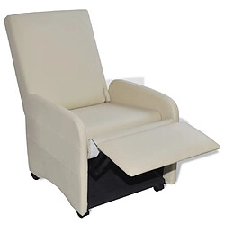 Helloshop26 Fauteuil chaise siège lounge design club sofa salon pliable cuir synthétique crème 1102065/3