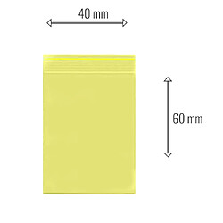 Pack Lot de 100 sachets Zip 40 x 60 mm 60 microns Jaune