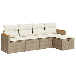 vidaXL Salon de jardin avec coussins 5 pcs beige résine tressée