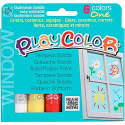 Coffret 6 gouaches solides + pochoirs Playcolor Window pour peinture sur verre