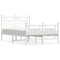 Maison Chic Lit adulte - Lit simple Cadre de lit métal avec tête de lit/pied de lit,Structure du lit Contemporain pour chambre blanc 135x190cm -MN60224