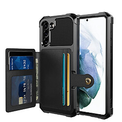 Coque en TPU + PU avec béquille, porte-cartes et feuille magnétique intégrée noir pour votre Samsung Galaxy S21 FE