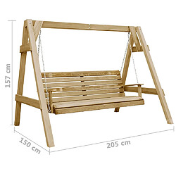 Acheter vidaXL Balancelle de jardin bois de pin imprégné 205x150x157 cm