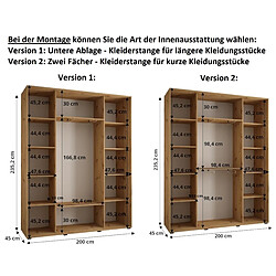 Abiks Meble Armoire DAVOS 1 À Portes Coulissantes 235,2/200/45 3 Portes pas cher