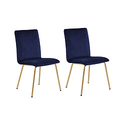 Beliani Chaise de salle à manger RUBIO Set de 2 Velours Bleu marine