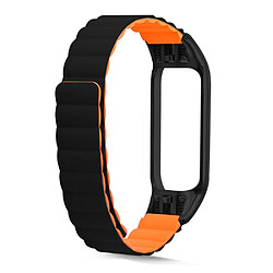 Bracelet en silicone absorption magnétique noir/orange pour votre Xiaomi Mi Band 3/4/5/6