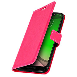 Avizar Housse Motorola Moto G7 Play Étui folio Portefeuille Fonction Support Vidéo rose