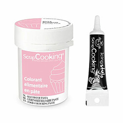 Scrapcooking Colorant alimentaire en pâte 20 g Rose bonbon + Stylo de glaçage noir