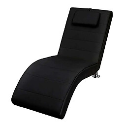 vidaXL Chaise longue avec oreiller Noir Similicuir