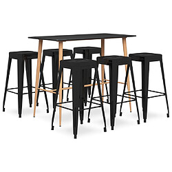 vidaXL Ensemble de bar 7 pcs Noir