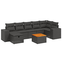 Maison Chic Ensemble Tables et chaises d'extérieur 8 pcs avec coussins,Salon de jardin noir résine tressée -GKD355238