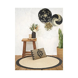 Aubry Gaspard Tapis rond jute naturelle avec bords noirs Diamètre 120cm.